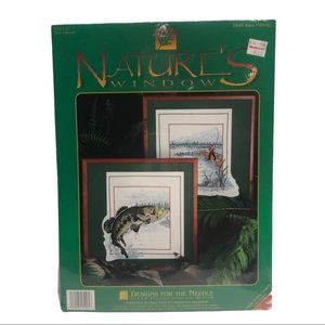 New BASS FISHING 2 Counted Cross Stitch Kit Nature's Window Craft Kit Angler